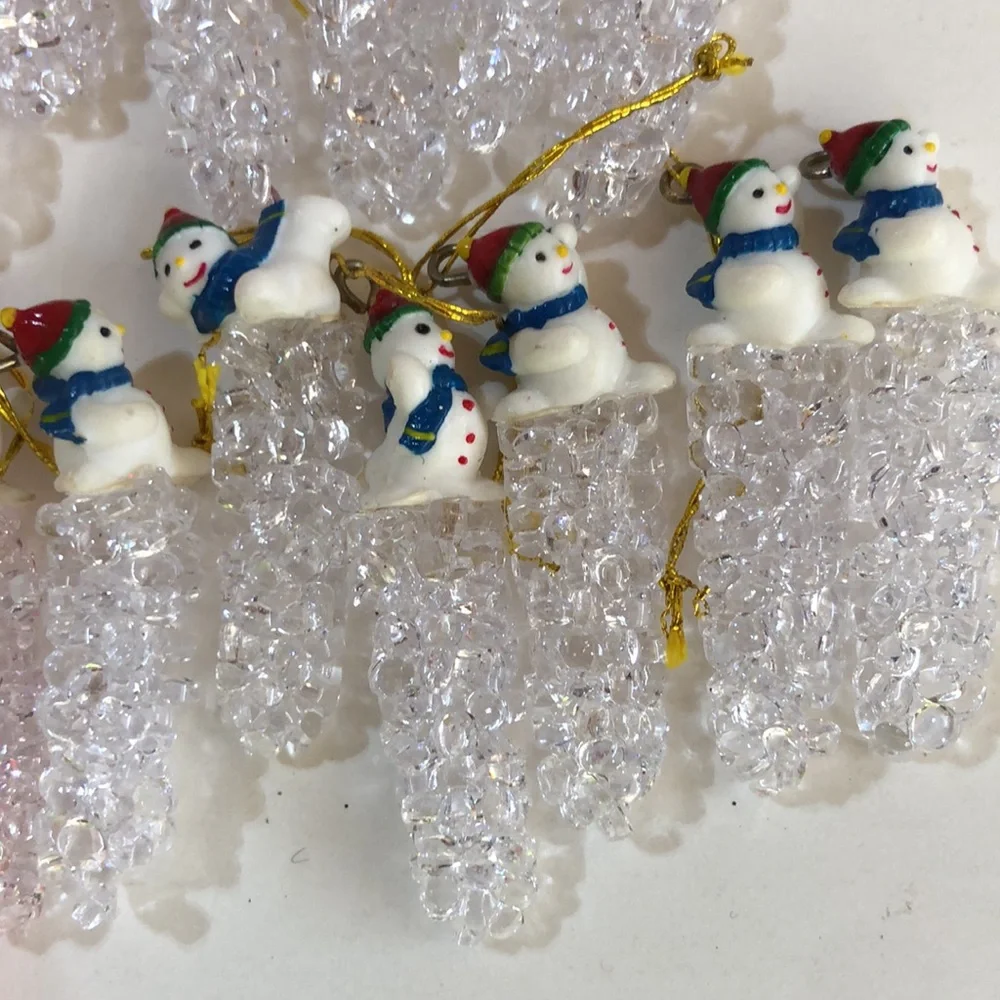 Icicle Ornaments with Santa TINY ICICLE ORNAMENTS miniature ornaments Ice
